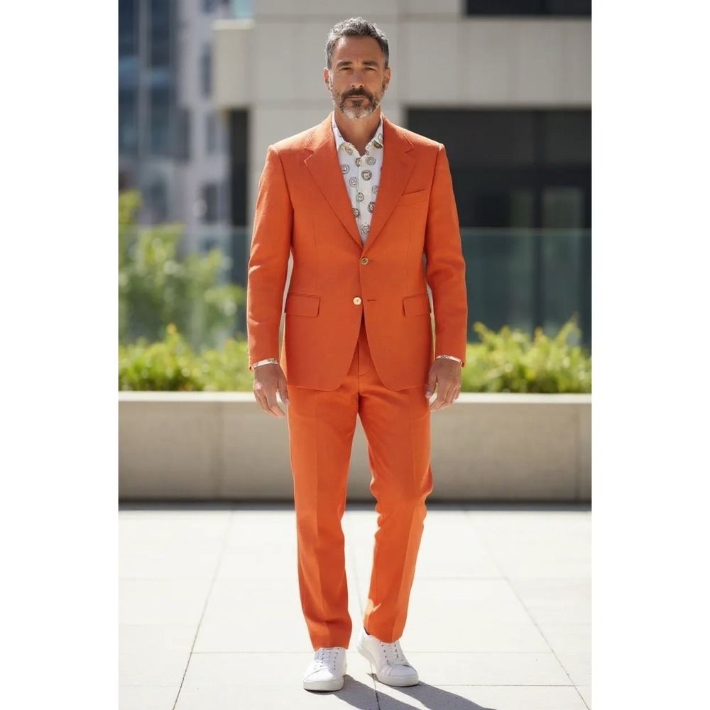 Vintage Walton Clothes 1970's Ugly Orange Halloween‎ Suit 48 Regular